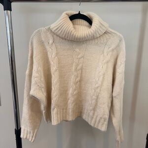 Debut Cozy Cream Cable Knit Turtleneck Sweater